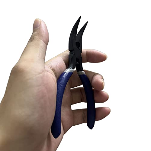 Fish Bone Pliers/Tweezers 5 Inches Bent Needlepoint Nickel Iron Salmon Pin Bone Pliers Tweezers for Salmonbone Removing, Plucking and Pulling Pin (Blue) - color: Blue