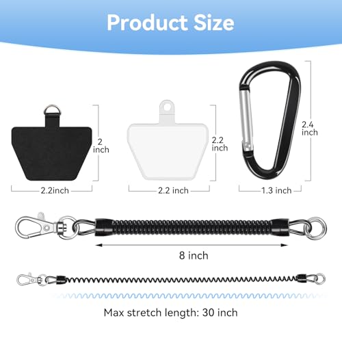 SHANSHUI Phone Lanyard Tether, Stretchy Phone Strap Patch Anchor Outdoor Climbing Hook Compatible for Most Smartphones - color: Black X2