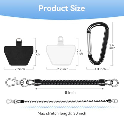 SHANSHUI Phone Lanyard Tether, Stretchy Phone Strap Patch Anchor Outdoor Climbing Hook Compatible for Most Smartphones - color: Black X2