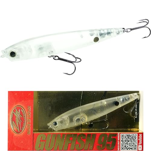 LUCKY CRAFT Gunfish 95NF Top Water Bass Fishing Lures, 4” Floating Lure with Cupped Mouth, Freshwater Trout and Bass Lures Fishing Gear, Accessories for Tackle Box - color: 292 Lake Murray Clear