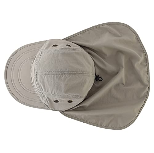 Connectyle Mens Foldable UV Protection Sun Hat with Removable Neck Flap Outdoor Adventure Sun Cap for Fishing Hiking Safari - color: Light Grey