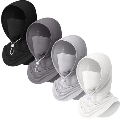 Funtery 4 Pack Cooling Balaclava Face Mask UV Protection Breathable Full Head Hood for Men Women Cycling Fishing Motorcycle - color: Black, Dark Gray, Light Gray, White