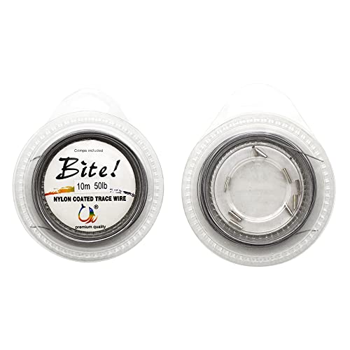 5LB-280LB 7 Strands Stainless Steel Wire Leader Nylon Coated-32.8ft Fishing Leader with 10pcs Crimp Sleeves - color: Silver with spool, size: 5LB