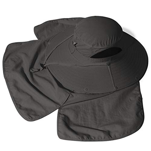 Sun Blocker Hats Outdoor Sun Protection Fishing Cap with Neck Flap Large Brim Outdoor Hat - color: Army Green