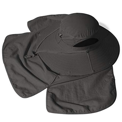 Sun Blocker Hats Outdoor Sun Protection Fishing Cap with Neck Flap Large Brim Outdoor Hat - color: Army Green