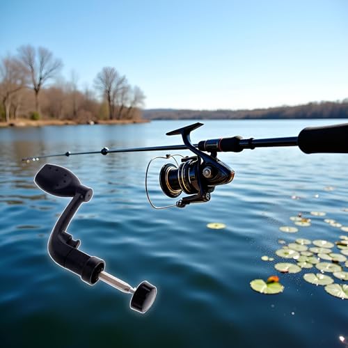 Black Fishing Spinning Reel Handle Grip Replacement, Plastic Fishing Reel Power Handle Crank Arm Spinning Reels Folding Rotary Knob Repair Parts，Reels and Accessories，Reel Replacement Parts