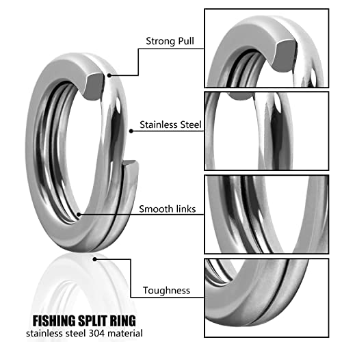 170pcs Inline Single Hooks Kit Single Replacement Inline Circle Hooks with Split Rings for Hard Lures Baits Freshwater Saltwater Fishing Tackle