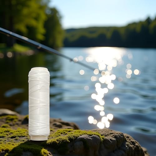 2Pcs White Fishing Thread,Bait Thread,Nylon Elastic Invisible Magic Fishing Line 0.1/0.2 mm Stretchy Fishing Line Length 656 Feet Per Spool Clear Fishings String,Monofilament Line Fishing