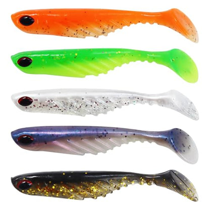Fishing Soft Lures Paddle Tail Swim Baits Plastic Baits Crappie Walleye Trout Bass Fishing Baits for Jig Heads Saltwater/Freshwater 40PCS - color: Style A