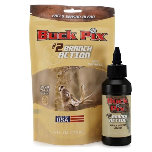 Buck Fever Buck Pix 2,3,4-Piece kit - Synthetic Deer Scent (4 oz Branch Action & 4 oz Dirt Fusion) for Whitetail & Mule - Non-Spoiling Deer Attractant for Outdoor Trail Camera - size: 4 oz (Branch Action)