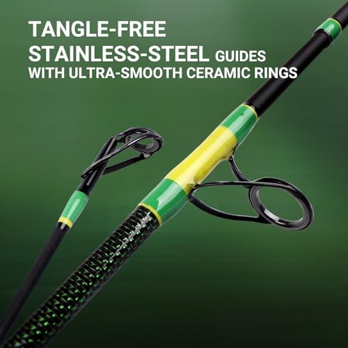 Fiblink 2-Piece Surf Spinning/Casting Fishing Rod, Carbon Fiber Fishing Rod(8’/8’6”/9’) - style: Spin / 9' / 2pc