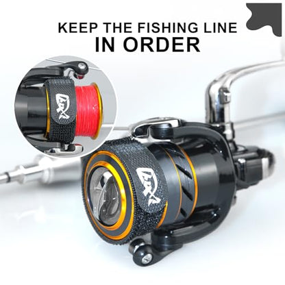 Fishing Reel Spool Cover Protector Band, Elastic Hook and Loop - color: Black