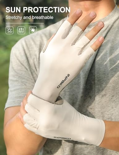Fishing Gloves, Lightweight Non-Slip Fingerless Gloves,Hook Loop, UPF 50+ Sun Protection,for Unisex Fishing - color: White, size: Large-X-Large