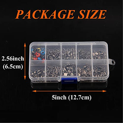 Fishing Swivels Kit - Ball Bearing Swivel, Rolling Barrel Swivel, Crossline Three Way Swivel, Duo Lock Snap, High Strength Fishing Line Connector for Bass Trout Saltwater Freshwater - color: 115PCS
