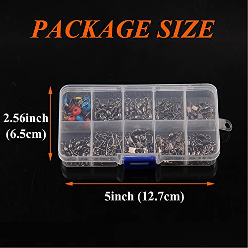 Fishing Swivels Kit - Ball Bearing Swivel, Rolling Barrel Swivel, Crossline Three Way Swivel, Duo Lock Snap, High Strength Fishing Line Connector for Bass Trout Saltwater Freshwater - color: 115PCS