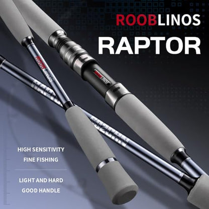 Raptor Saltwater Fishing Rod 6 Foot Spinning Casting 2 Pieces Offshore Boat Pole 27T High Carbon Fiber Baitcaster Lightweight Stainless Steel Guides Bass Trout Catfish Boat Fishing Rod
