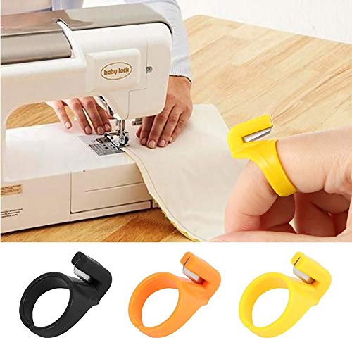 15 Pieces Finger Knife Ring Plastic Quilting Thread Cutter Thimble Sewing Accessories Handcraft DIY Tool with Blade for Cutting Yarn, Fishing Line, Weaving, Mixed Color