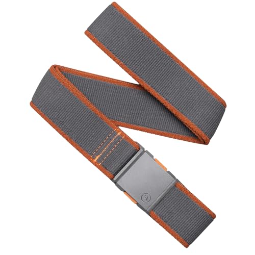 Arcade Belts A2 Unisex Adventure Belt: Heavy Duty Stretch, Metal Free Buckle - color: Carto - Charcoal/Saddle, size: Standard (Up to 40"); 1.5" Wide