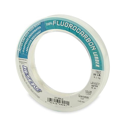 HI-SEAS 100% FLUOROCARBON Fishing LINE Leader - Clear Invisible Leader UNDETECTABLE to Fish, Fast Sinking 6LB-400LB - style: 0.017 in / 0.42 Mm, 20 Lb, 50 Yd