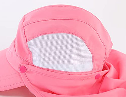 Connectyle Kids Sun Hat with Removable Neck Flap UPF 50+ Sun Protection Baseball Cap Summer Beach Sun Hats 3-6 Years - color: Pink