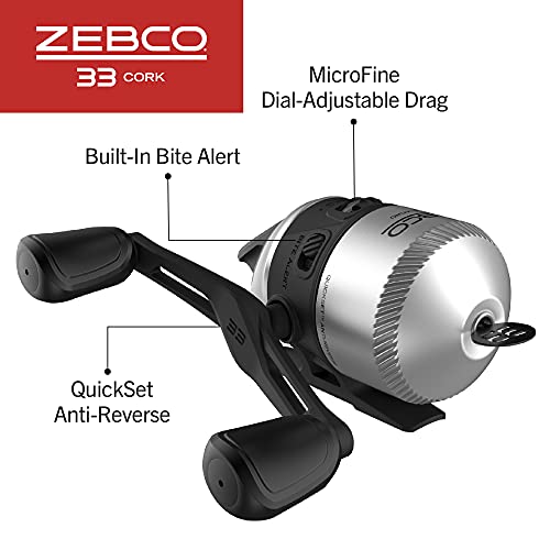 Zebco 33 Cork Reel and Fishing Rod Combo, Graphite Rod with Cork Handle, QuickSet Anti-Reverse Fishing Reel with Bite Alert - style: 5 Foot - Micro Spincast