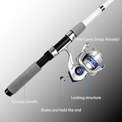 Spining Reels and Fishing Rod Combos (2-Pack), 5ft /6ft Fishing Pole, Size 2000 Reels, Pre-Spooled with 10 lb and 15 lb Mono Line - size: 4.92FT