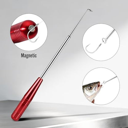 Fishing Pliers & Fish Hook Remover Tool Kit - 2 Stainless Steel Hook Removers with 1 Split Ring Pliers, Non-Slip Handle for Bass Trout Catfish, Saltwater Freshwater Family Fishing Gear