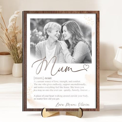 Personalized Mom Definition Wooden Picture Frame, Custom Mum Photo Plaque Gifts for Mother's Day, Love Mum Gift from Son and Daughter, Sentimental Birthday Presents for Mom, Nana, Grandma, Wife - color: 0. Mom-06