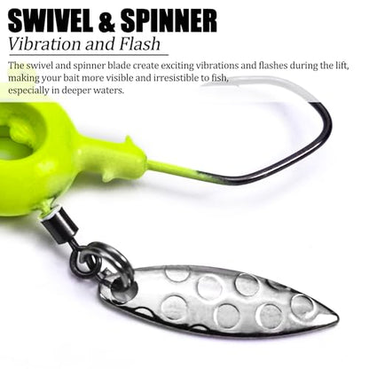 Crappie Jigs with Spinner, 15 Pcs Scent Holder Underspin Crappie Jig Heads for Bass Panfish Walleye Fishing, 1/8oz, 1/16oz - color: 1/8oz, 1/16oz - 15 Pcs