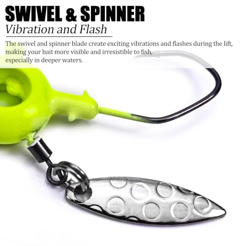 Crappie Jigs with Spinner, 15 Pcs Scent Holder Underspin Crappie Jig Heads for Bass Panfish Walleye Fishing, 1/8oz, 1/16oz - color: 1/16oz - 15 Pcs