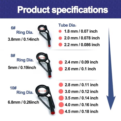 FishTrip Rod Tip Repair Kit, 20/60/70/90/230pcs Fishing Rod Tips Replacement Kit Stainless Steel Ceramic Guides Ring Fishing Pole Eyelets Repair Kit - color: G_30pcs Repair Kit