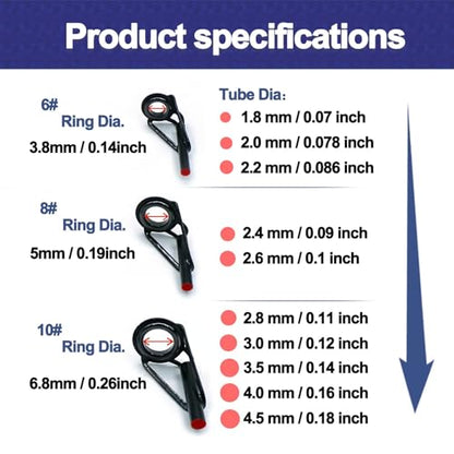 FishTrip Rod Tip Repair Kit, 20/60/70/90/230pcs Fishing Rod Tips Replacement Kit Stainless Steel Ceramic Guides Ring Fishing Pole Eyelets Repair Kit - color: G_30pcs Repair Kit