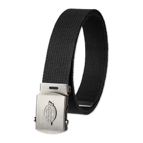 Dickies mens Fabric Web Plaque Logo Buckle Belt - Fits Up to Size 42" Waist - color: Black, size: One Size - Cut to Fit