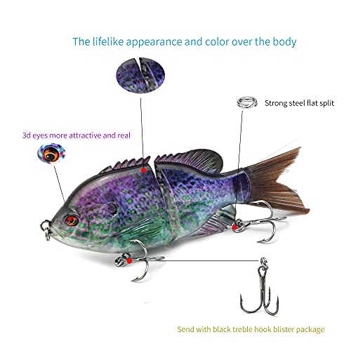 5.9in Multi Jointed Swimbait Fishing Lures Bait,2 Segment Big Giant Sinking Fishing Bass Lures,Crankbaits Swimbaits with Treble Hook - color: 5.9in,1.94oz-Color B