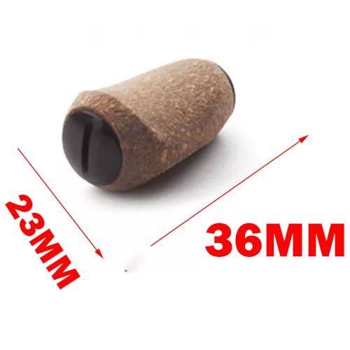 Reel Handle Knob Compatible with Abu Shimano Daiwa Soft Rubber Cork Wood Spinning Baitcasting - color: Black