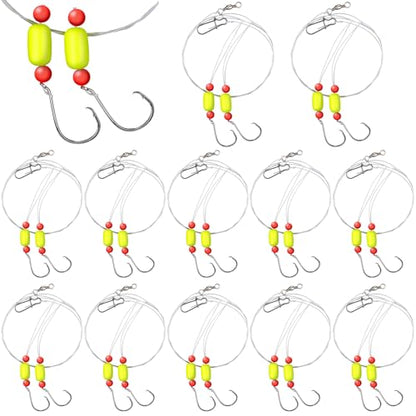 JellyArch 12 Pcs Pompano Rigs for Surf Fishing Offshore Surf Fishing Rigs Saltwater Gear Tackle with 2/0 Circle Hooks Double Circle Swivels Duo Lock Snaps - color: Yellow