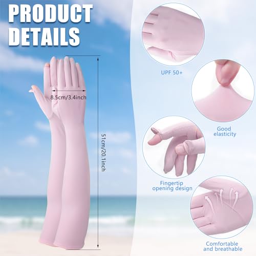 Jecery 2 Pairs UV Long Sun Gloves Women's Sunblock Driving Gloves Non Slip Full Finger Arm Sun Protective for Outdoor Sports - color: Purple,deep Gray