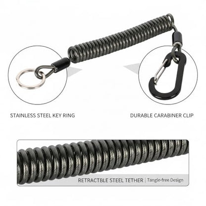 Retractable Fishing Tool Lanyard - Stainless Steel Tether for Pliers & Scissors, Anti-Loss Gear Clip for Boats, Kayaks (1 Pack) - size: 78.74 x 3.15 x 1.57"