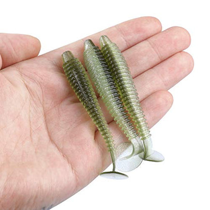 Paddle Tail Swimbaits 100/80/50PCS, 5/4/3/2 inch Soft Fishing Lures Bulk Pack – Durable Lifelike Action Lures for Bass, Trout, Crappie – Freshwater & Saltwater Fishing Gifts - color: Light Green, size: 3in, 100pcs