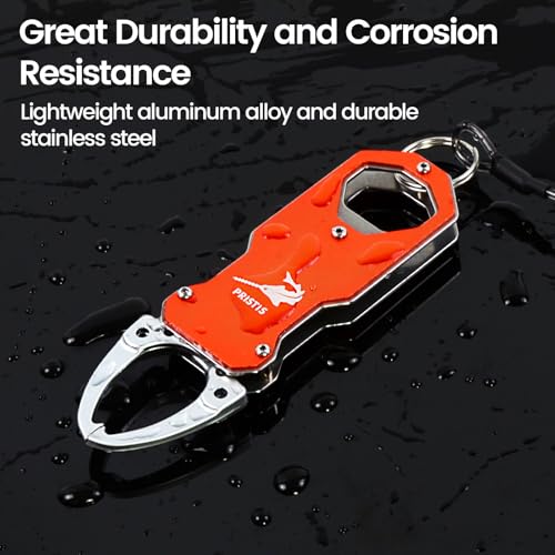 Pristis Pocket Fish Lip Gripper, Small Fly Fishing Mouth Grabber with Coiled Lanyard, Lightweight Aluminum Mini Grab Grip Tool Tackle, Hook Remover Holder Freshwater Saltwater, Catch & Release Kit