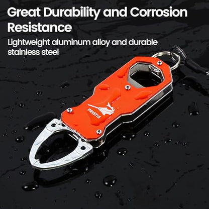 Pristis Pocket Fish Lip Gripper, Small Fly Fishing Mouth Grabber with Coiled Lanyard, Lightweight Aluminum Mini Grab Grip Tool Tackle, Hook Remover Holder Freshwater Saltwater, Catch & Release Kit