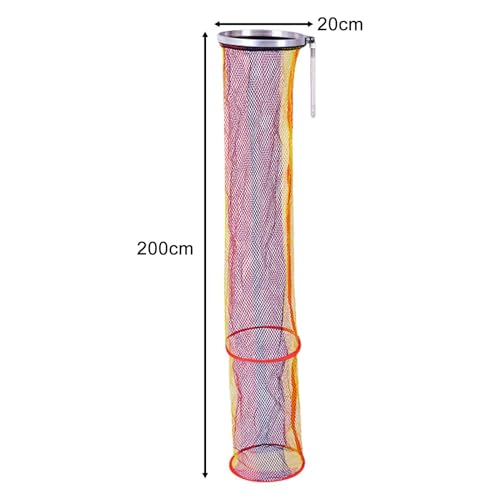 Fishing Keep Net, 2m Nylon Collapsible Floatable Live Fish Storage Cage for Ice Fishing, Lakes, and Rivers