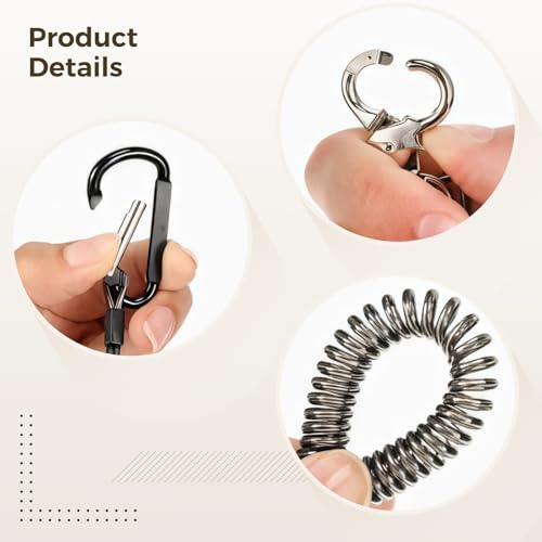 10 Pcs Fishing Tool Lanyards, Retractable Stainless Steel Wire Tethers, Heavy Duty Coiled Security Cables with Carabiners, 2 Sizes for Range Finder Kayak Accessories Fishing Gear