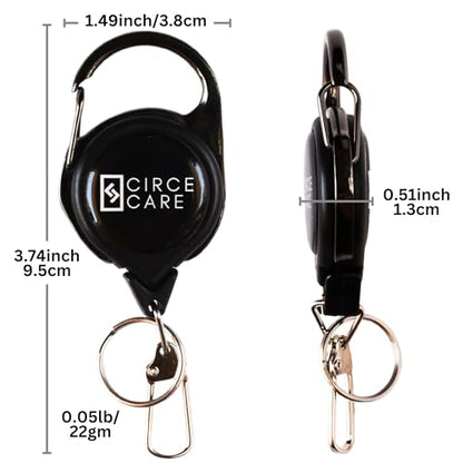 Retractable ID Card/Badge Holder, Heavy Duty-Keychain Holder, Carabiner Pee Cloth Holder Retractable Clip, RG1 Fly Fishing Tool Zinger Retractor Key Reel Holder with Key Ring & Buckle