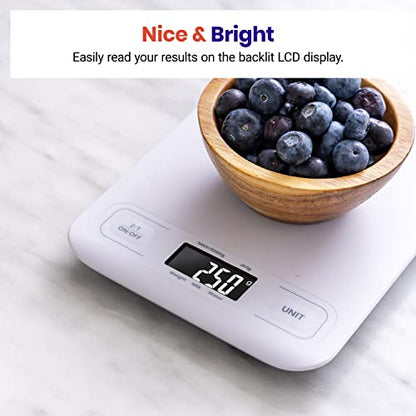 Etekcity Food Kitchen Scale, Digital Grams and Ounces for Weight Loss, Baking, Cooking, Keto and Meal Prep, LCD Display, Medium, White - color: White