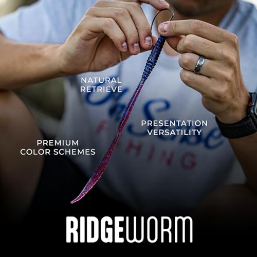 6th Sense – Ridge Worm – Soft Plastic Worm – Bass Fishing – Long Flowing Ribbon Tail Worm – Made in the USA (7 per Pack) - color: Green Pumpkin Burst