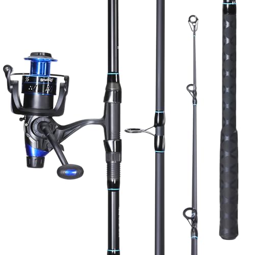 Sougayilang Surf Fishing Rod Combo Medium/Heavy 3 Piece Baitfeeder Spinning Combo with 4000 Size Reel for Travel - size: 9FT Rod with 4000 Reel