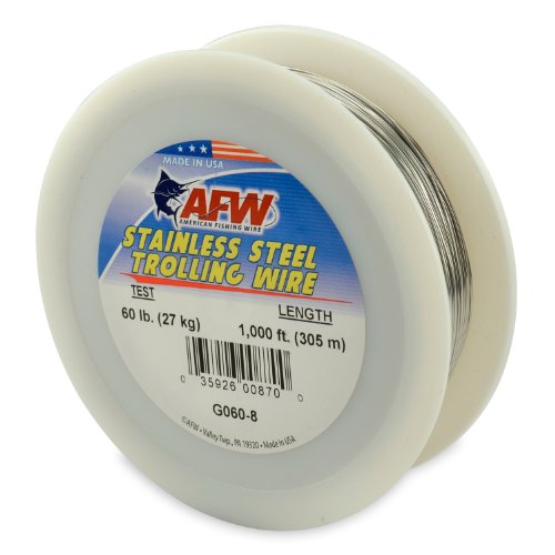 American Fishing Wire Stainless Steel Trolling Wire (Single Strand) - size: 1000 Feet, 60 Pound Test