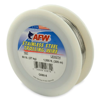 American Fishing Wire Stainless Steel Trolling Wire (Single Strand) - size: 1000 Feet, 60 Pound Test