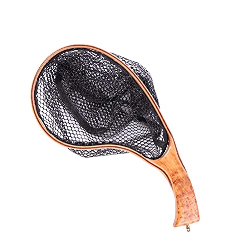 Fish Net Fishing Net Landing Catch Release Trout Net with Wooden Curved Handle Fishing Gear Trout Fishing Fishing Landing Net Trout Net Dip Net (Color : Yellow) - color: Yellow